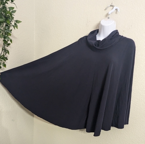 J.Crew Woman Navy Blue Cowl Neck Poncho  T-Shirt Fabric Stretchy Flowy Casual S - Picture 4 of 9